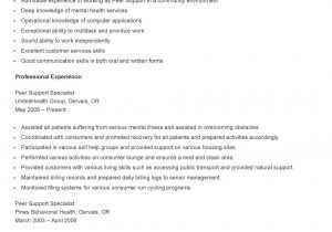 Sample Resume for Peer Support Specialist Resume Samples Sample Peer Support Specialist Resume