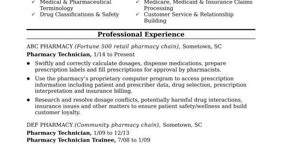Sample Resume for Pharmacy Technician Position Midlevel Pharmacy Technician Resume Sample Monster.com