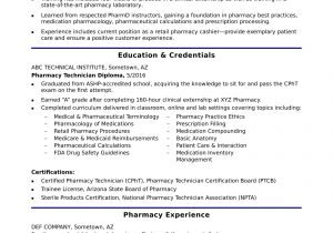 Sample Resume for Pharmacy Technician Trainee Entry-level Pharmacy Technician Resume Sample Monster.com