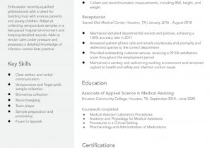 Sample Resume for Phlebotomist with Experience Phlebotomist Resume Examples – Resumebuilder.com
