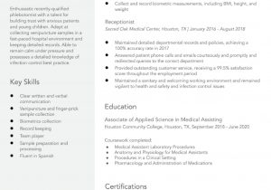 Sample Resume for Phlebotomy with No Experience Phlebotomist Resume Examples – Resumebuilder.com