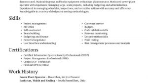 Sample Resume for Power Plant Operator Power Plant Operator Resume tool & Suggestions Rocket Resume