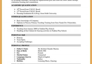 Sample Resume for Pre Primary School Teacher Cv for Teaching Job Application for Fresher : Fresher School …