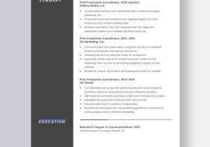 Sample Resume for Print Production Coordinator Print Production Coordinator Resume Template – Word, Apple Pages …