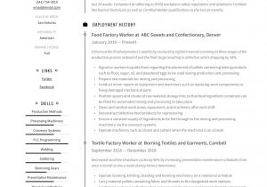 Sample Resume for Production Line Worker Factory Worker Resume & Writing Guide  12 Resume Examples 2020