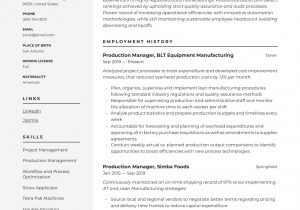 Sample Resume for Production Planning and Control Manager Production Manager Resume & Writing Guide  12 Templates 2020