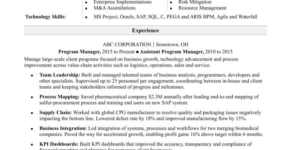 Sample Resume for Program Manager Manufacturing Program Manager Resume Monster.com