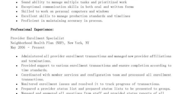 Sample Resume for Provider Enrollment Specialist Sample Provider Enrollment Specialist Resume Resume, Sample …