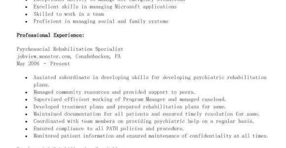 Sample Resume for Psychosocial Rehabilitation Specialist Sample Psychosocial Rehabilitation Specialist Resume Essay …