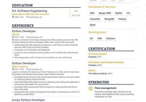 Sample Resume for Python Developer Fresher Professional Python Developer Resume Examples & Guide for 2021