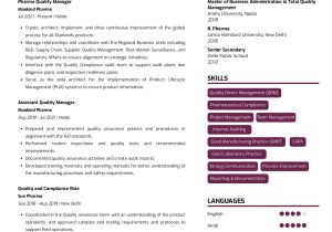 Sample Resume for Qa Manager In Pharma Company Sample Resume Of Quality Manager – Pharma with Template & Writing …