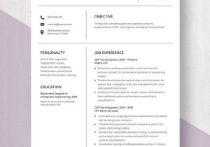 Sample Resume for Qtp Automation Tester Qtp Test Engineer Resume Template – Word, Apple Pages Template.net