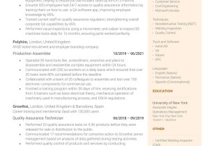 Sample Resume for Quality Control Officer Quality Control Inspector Resume Example for 2022 Resume Worded