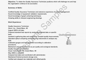 Sample Resume for Quality Control Technician Quality assurance Technician Cover Letter October 2021