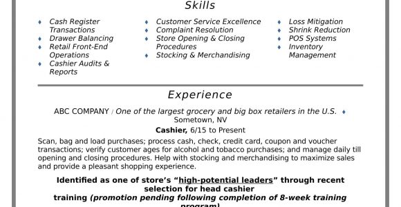 Sample Resume for Retail Sales Clerk Cashier Resume Sample Monster.com