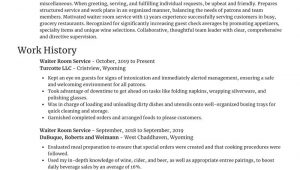 Sample Resume for Room Service attendant Waiter Room Service Resume Builder & Content Rocket Resume