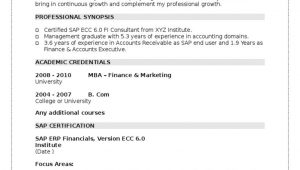 Sample Resume for Sap Fico Consultant Fresher Sample Fresher Resume Of Sap Fi Certified Pdf Sap Se Banks
