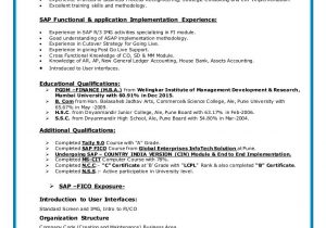 Sample Resume for Sap Fico Consultant Fresher Sap Fico Resume