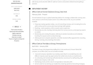 Sample Resume for School Clerical Position Office Clerk Resume & Guide  12 Samples Pdf 2021