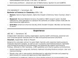 Sample Resume for School Job Entry Level Entry-level Chemist Resume Sample Monster.com