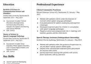 Sample Resume for School Speech Pathologist Speech Language Pathologist Resume Examples In 2022 …