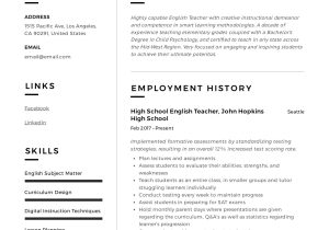 Sample Resume for Secondary Teachers without Experience English Teacher Resume & Writing Guide  12 Free Templates 2022