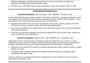 Sample Resume for Secretary Of the Company Executive Administrative assistant Resume Sample Monster.com