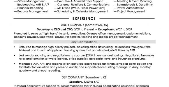 Sample Resume for Secretary with No Experience Secretary Resume Sample Monster.com
