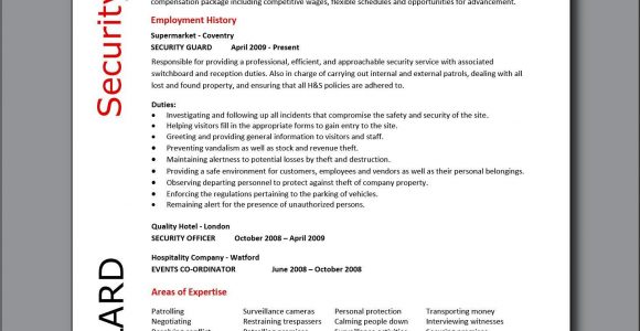 Sample Resume for Security Guard No Experience Security Guard Resume 5 Example, Cv, Sample, Officer, Supervisor …