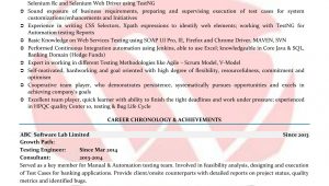 Sample Resume for Selenium Automation Tester Fresher Selenium Sample Resumes, Download Resume format Templates!