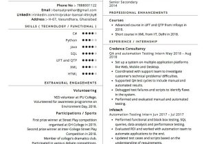 Sample Resume for Senior Automation Tester Sample Resume Of Automation Tester with Template & Writing Guide …