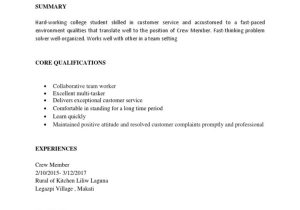 Sample Resume for Service Crew In Jollibee Resume – Crew Pdf Sample Resume for Service Crew In Jollibee Resume – Crew Pdf