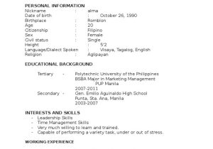 Sample Resume for Service Crew In Jollibee Resume’ Pdf Manila Philippines Sample Resume for Service Crew In Jollibee Resume’ Pdf Manila Philippines