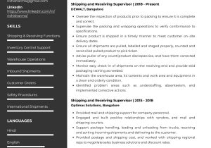 Sample Resume for Shipper and Receiver Sample Resume Of Shipping and Receiving Supervisor with Template …