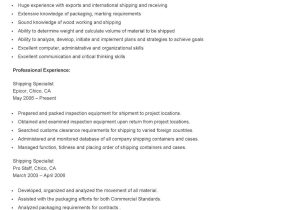 Sample Resume for Shipper and Receiver Sample Shipping Specialist Resume Resume, Sample Resume, Resume …