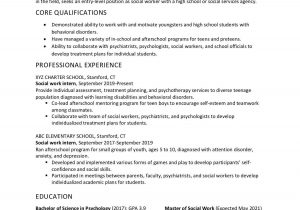 Sample Resume for social Work Student social Worker Cover Letter and Resume Sample
