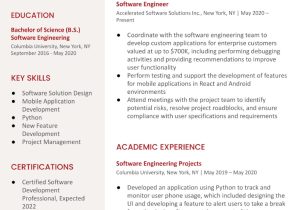 Sample Resume for software Engineer with One Year Experience Entry-level software Engineer Resume Examples In 2022 …