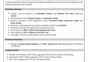 Sample Resume for software Test Engineer Fresher software Testing Resume for Freshers