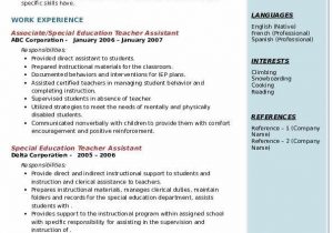 Sample Resume for Special Education Teacher assistant Special Education Teacher assistant Resume Samples