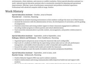 Sample Resume for Special Needs assistant Special Education assistant Resume Builder & Example Rocket Resume