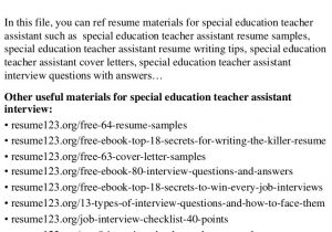 Sample Resume for Special Needs assistant top 8 Special Education Teacher assistant Resume Samples