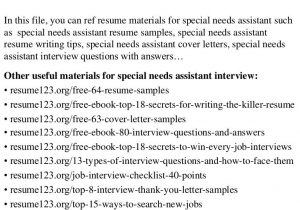 Sample Resume for Special Needs assistant top 8 Special Needs assistant Resume Samples