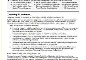 Sample Resume for Substitute Teacher Position Substitute Teacher Resume Sample