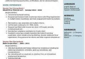 Sample Resume for Tax Consultant In India Senior Tax Consultant Resume Samples