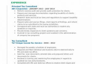 Sample Resume for Tax Consultant In India Tax Consultant Resume Samples