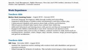 Sample Resume for Teacher Aide Position Teachers Aide Resume Samples