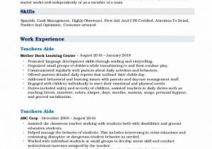 Sample Resume for Teacher Aide Position Teachers Aide Resume Samples