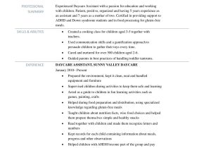 Sample Resume for Teachers assistant In Daycare Center Daycare assistant Resume Samples Tips and Templates