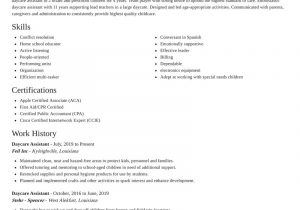Sample Resume for Teachers assistant In Daycare Center Daycare assistant Resumes