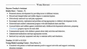 Sample Resume for Teachers assistant In Daycare Center Daycare Teacher S assistant Resume Example the Blue